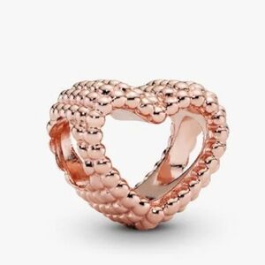 Authentic Pandora Beaded Open Heart Charm14k rose gold plating